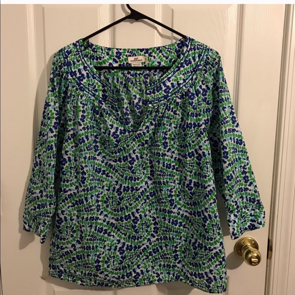 • Vineyard Vines V-neck Top Green and Blue